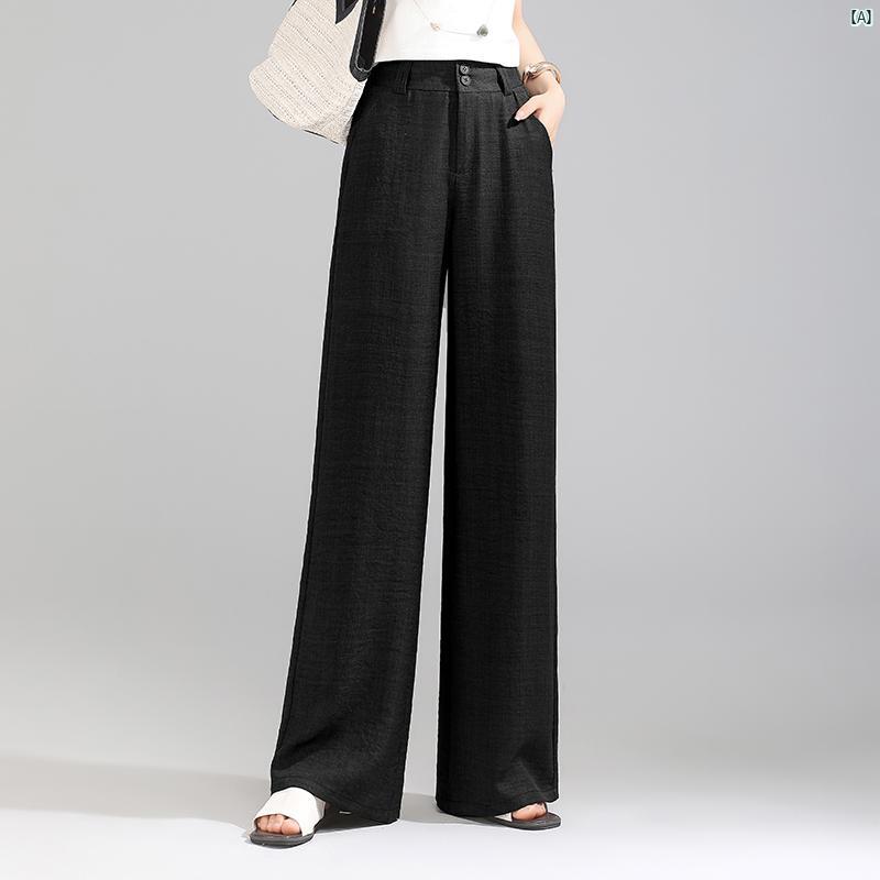 レディース ストレート レッグ ワイド パンツ 夏 背 高さ スリム ドレープ カバー アップ カジュアル