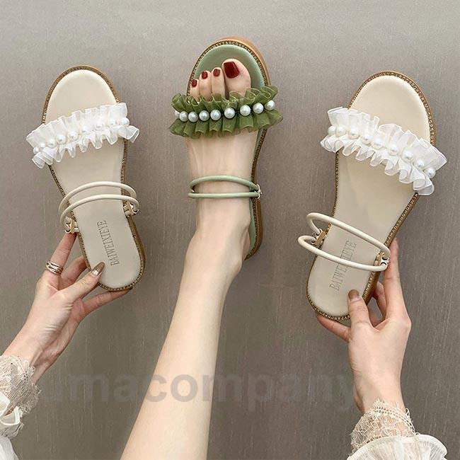 サンダル 夏 レディース サマーサンダル パール 夏サンダル ぺったんこ 姫系 チュールフリル サマーシューズ 婦人靴 夏 森ガール レトロ 靴 5,068円