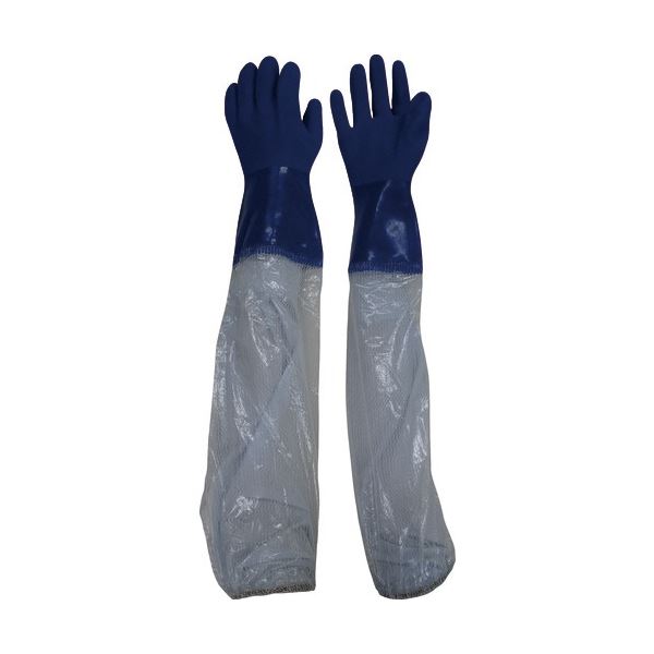 (まとめ) 東和コーポレーション ビニスター 腕カバー付 耐油 M ブルー 657-M 1双 (×3セット)