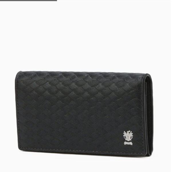 AK盆唐店 ネイビー 織り模様 牛革カード入れ DBHO5E830N2