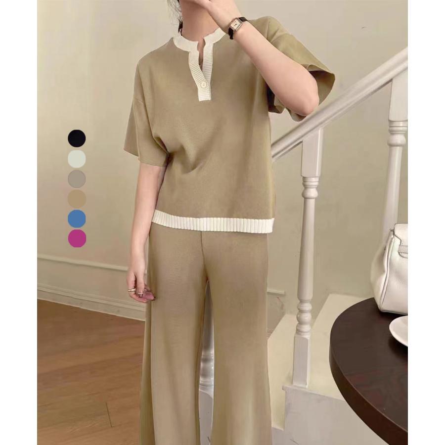 新品が売り出されて価格が下がった ニットセットアップ 冷感タッチレディース