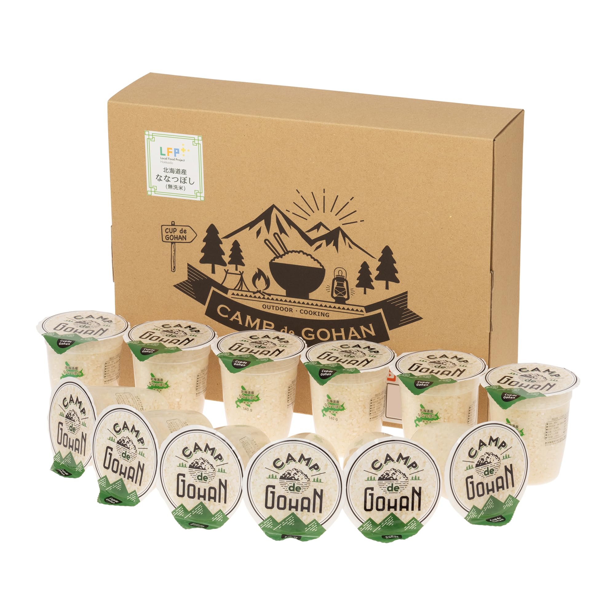 CAMP de GOHAN 北海道産ななつぼし 無洗米 140g gift box 12ケ入 自己消費・ローリングストック他推奨