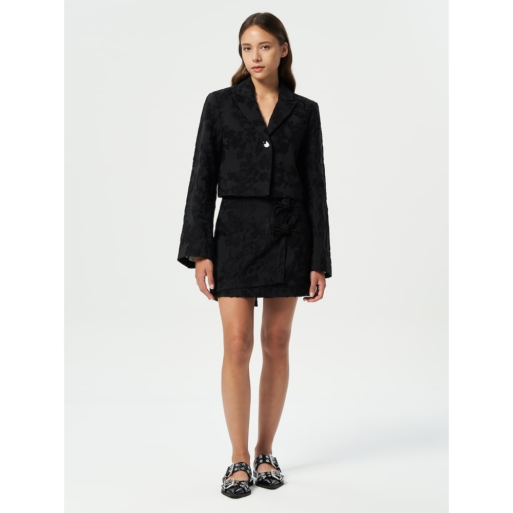 GANNI ブークルジャカードスーツミニスカート-ブラック FW24/QN4527R015