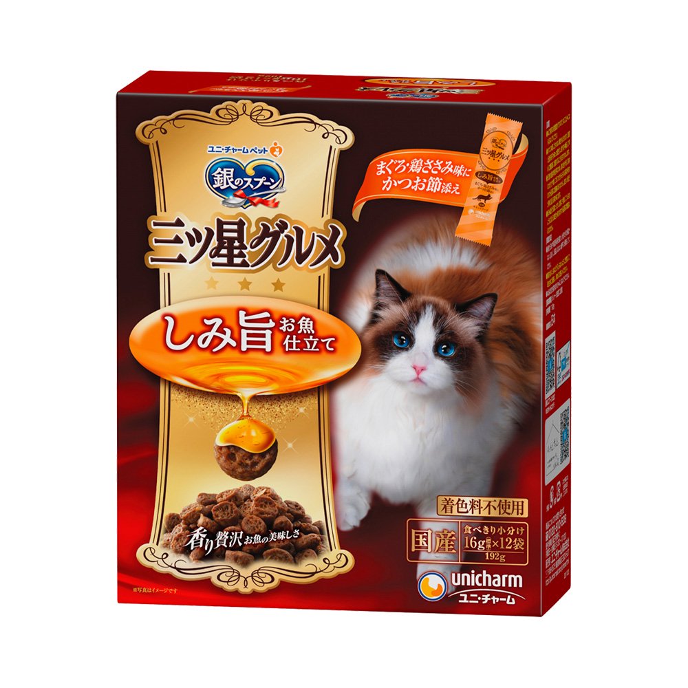 キャットフード　三ツ星グルメ　しみ旨お魚仕立て　まぐろ・鶏ささみ味にかつお節添え　１９２ｇX１４個　ＣＲＣ35―15―88―20―00