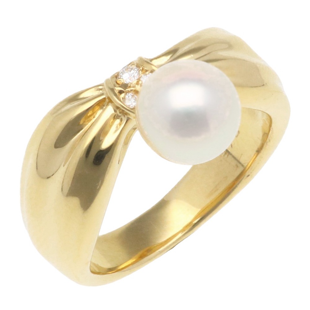 ミキモト リング 指輪 14号 18金 K18イエローゴールド アコヤパール MIKIMOTO 中古 美品