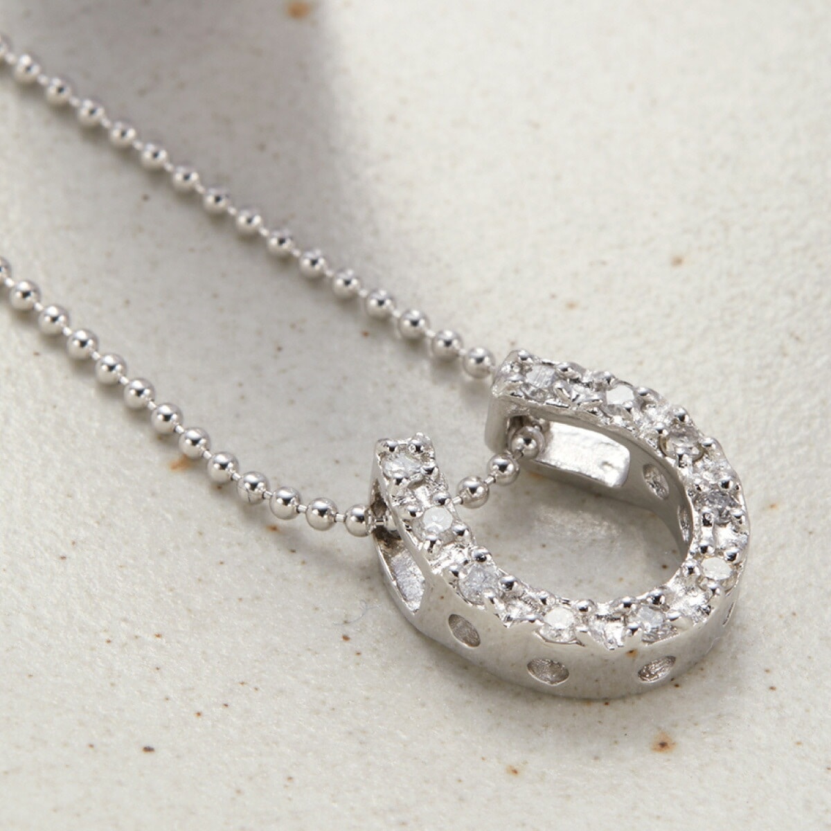 ネックレス レディース シルバー925 天然石 ダイヤモンド 馬蹄 ホースシュー U字型 上品