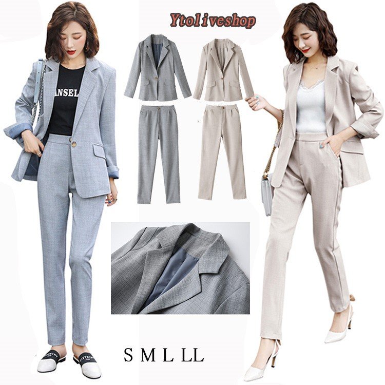 スーツ レディース ビジネス パンツ 洗える バックスリットデザイン 仕事 通勤 グレー ベージュ