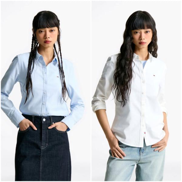 女性スリムオックスフォードクールマックスシャツ T32F0WSH01TWT2 TOMMY JEANS