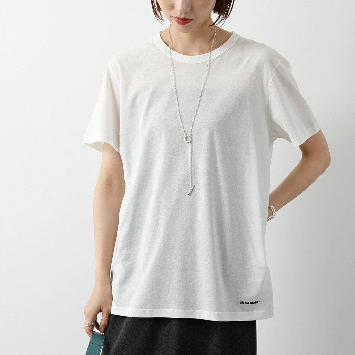 JIL SANDER+ ジルサンダー プラス Tシャツ J47GC0012 J45031 レディース 半袖 カットソー ロゴT コットン クルーネック ストレッ