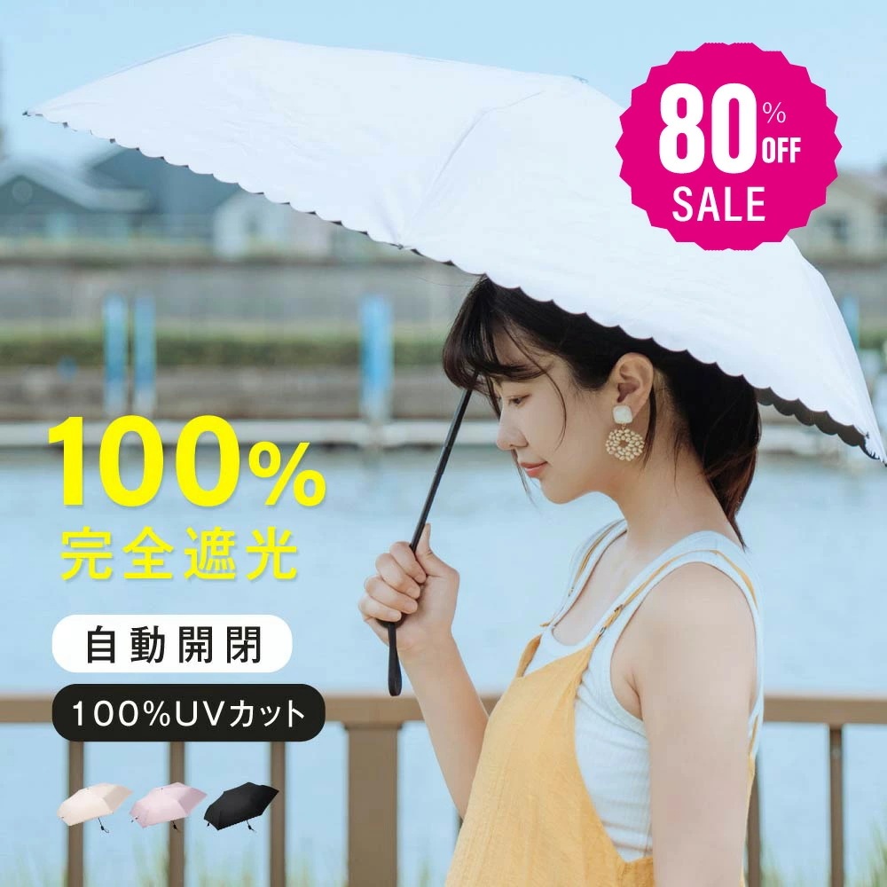 【即日発送】日傘 折りたたみ 自動開閉 完全遮光 100% 超軽量 遮熱 涼しい 晴雨兼用 折り畳み傘 バイカラー 軽量傘 フリル uvカット 紫外線対策 日焼け対策 スリム メンズ レディース f