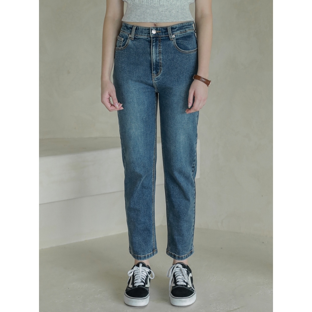 LOSSYROW ロッシ スパンデックス ボーイ フィット デニム パンツ ウォッシュドブルー