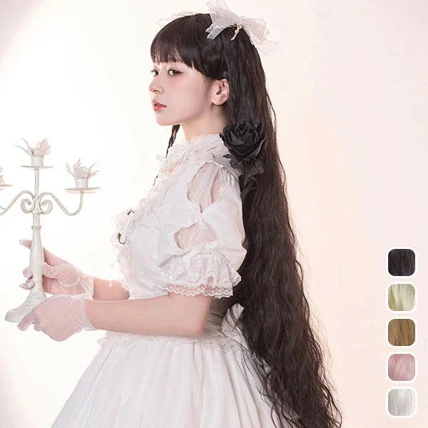 【新商品】フルウィッグ lolita 長髪 ロリータ風 原宿風 超ロング かつら 巻き毛 ゆめかわいい ゆめかわ ウィッグ 前髪あり 金髪 黒髪 ピンク レディース コスプレ 可愛い 耐熱ウィッグ