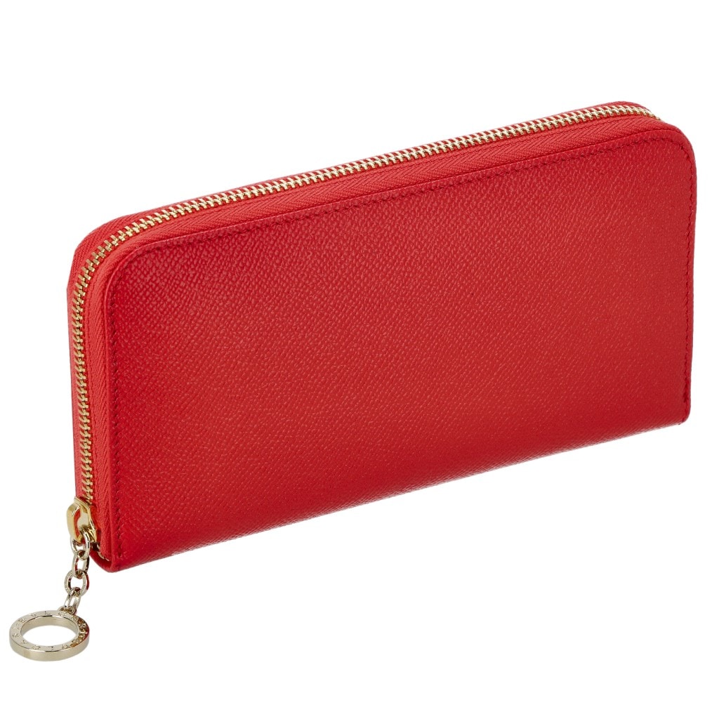 288182　ラウンドファスナー長財布 グレインレザー シースターコーラル/ピンクスピネル/ライトゴールド