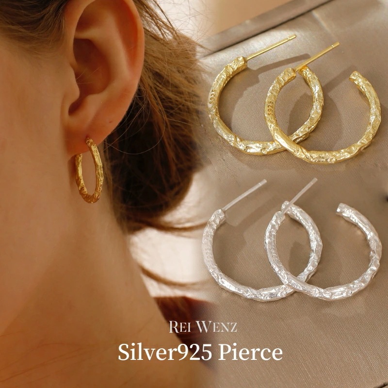 【高品質Silver925】ピアス 金属アレルギー シルバー S925 C型 K18 フープ シンプル おしゃれ レディース ブランド プレゼント 人気