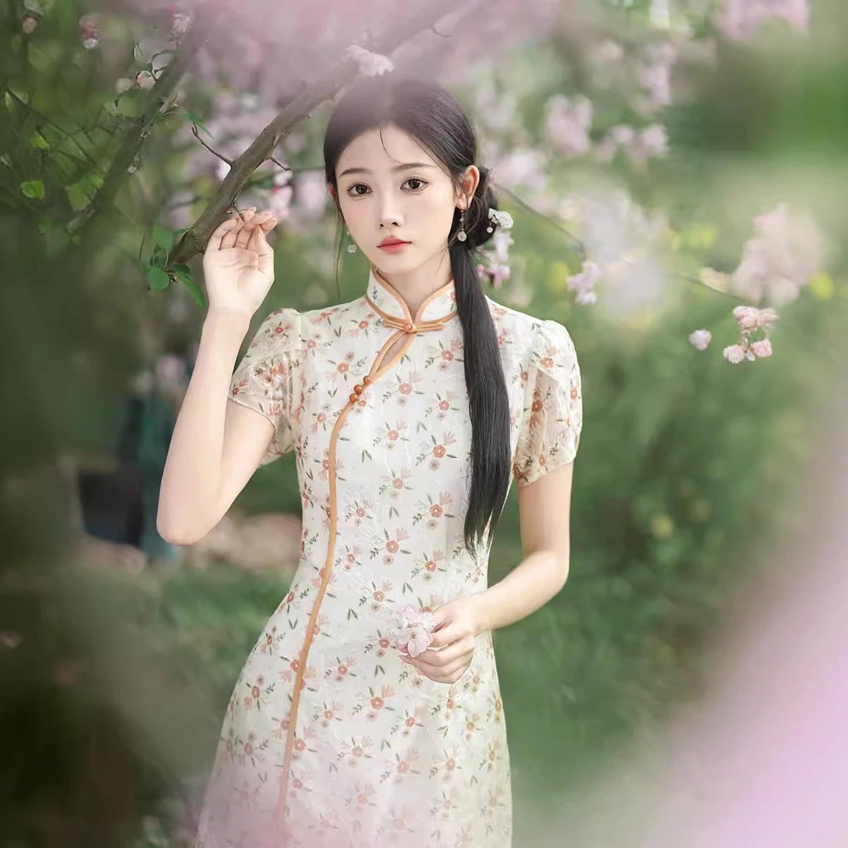 2024春夏改良チャイナドレスショートスリムフィットデイリー改良ガーリースタイル漢服スカート