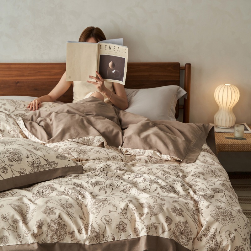 羽毛厚手の純綿シーツと布団カバーの4点セット アメリカンスタイル羽毛布団寝具