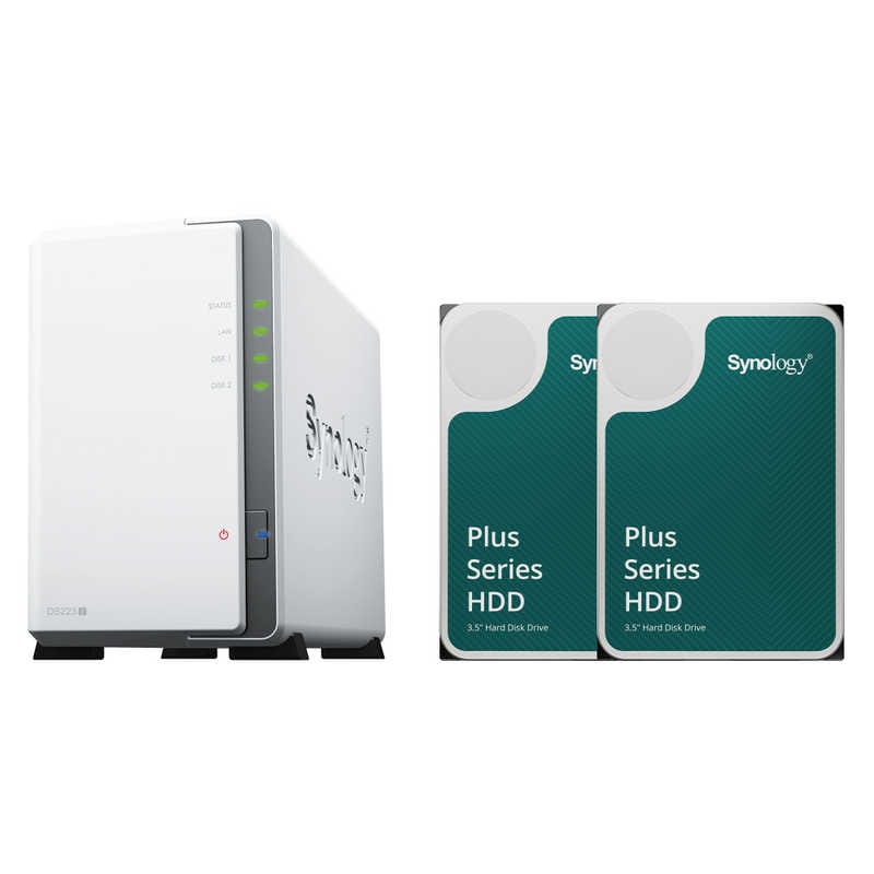 SYNOLOGY　DiskStation DS223j 初心者ガイド付＋HAT3300-6TB 2個 ［12TB /3.5インチ］　DS223j＋HAT3300-6TB2