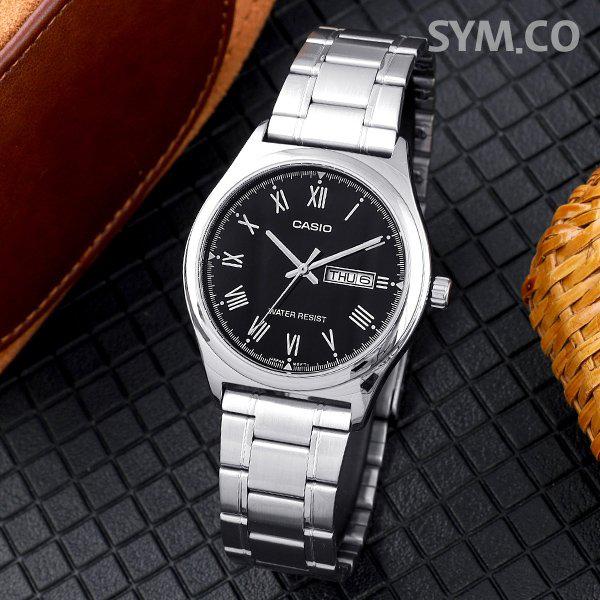 MTP-V006D-1B クラシック ローマ デイデイト オートカレンダー スーツ カジュアル メンズ メタル 時計 d