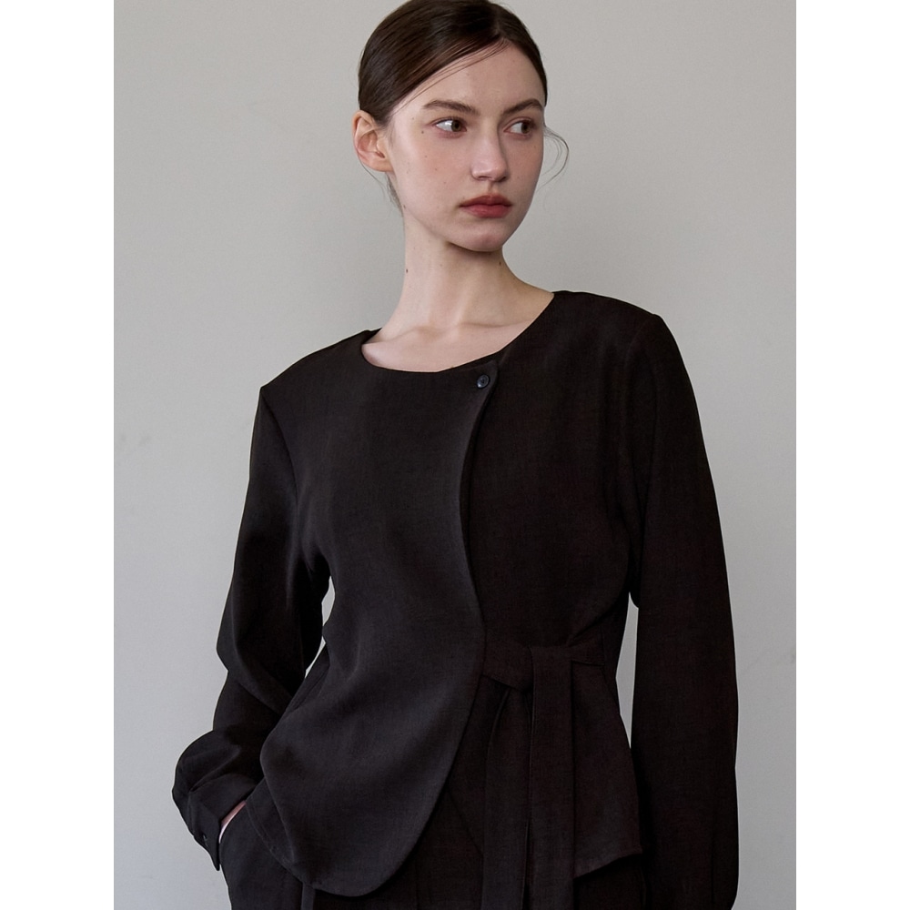 アムールモイエールタイラップブラウスブラウン amr1771