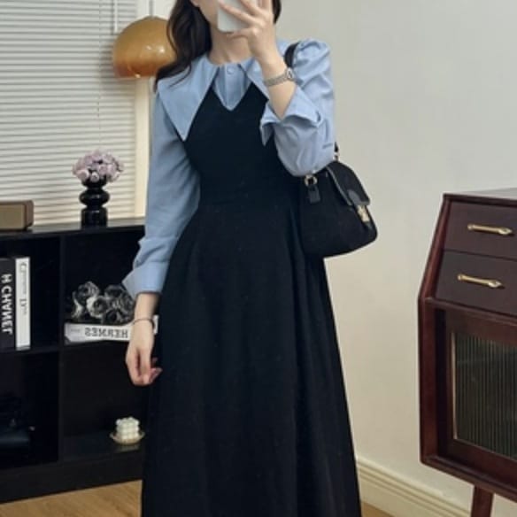 ワンピース フレアワンピース ミモレ ミモレ丈 袖あり 長袖 かわいい 大人可愛い きれいめ シンプル カジュアル 大人 上品 おしゃれ お洒落 かっこいい 大人女子 こなれ感 個性的 クール 主役級