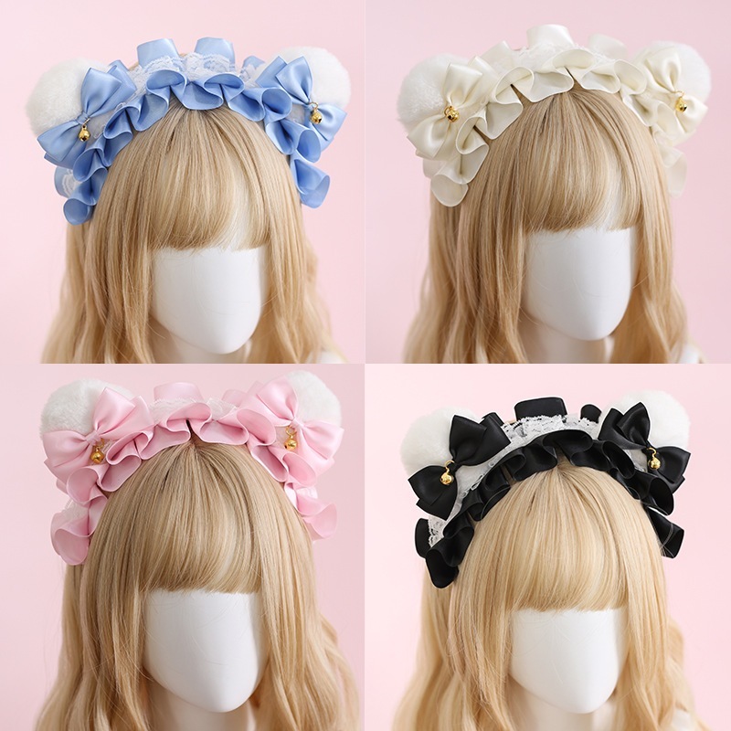 【1点ご購入 で10点プレゼントいたします】ロリータベアー耳カチューシャかわいいカチューシャ女性の秋冬ヘアアクセサリーヘアアクセサリーが甘くてかわいい