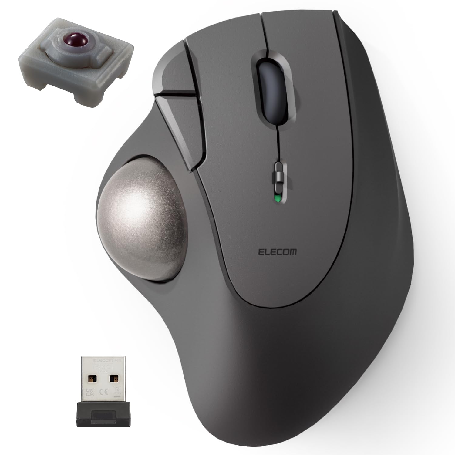 エレコム ワイヤレス トラックボール マウス 無線2.4GHz IST (イスト) シリーズ 5ボタン 親指操作 人工ルビー支持 Windows/mac/Chrome ブラック 1 M-IT10DRA