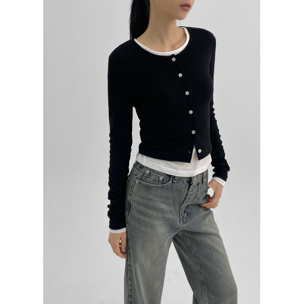 ブラックアップ [秋新品] [製] PREP ベーシッククロップカーディガン