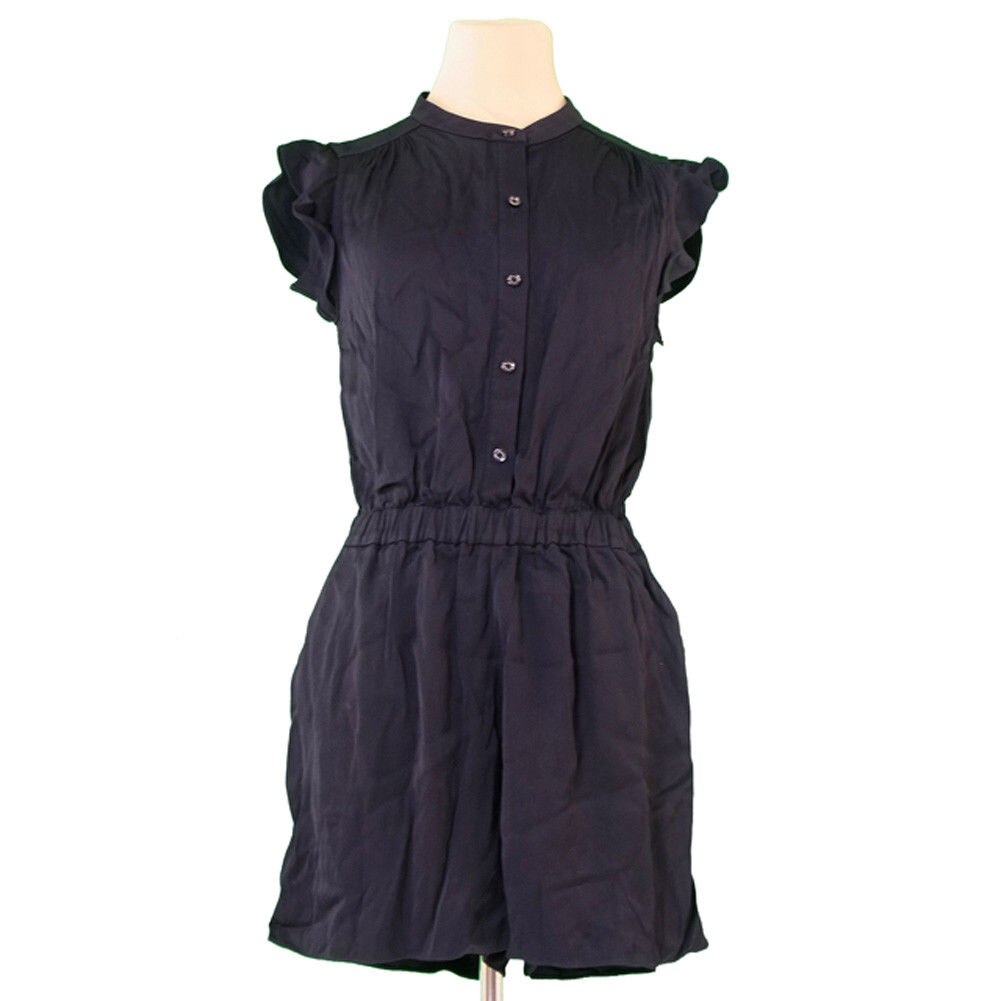 オールインワン ウエストゴム 袖フリル 4サイズ live colorfully ブラック 中古