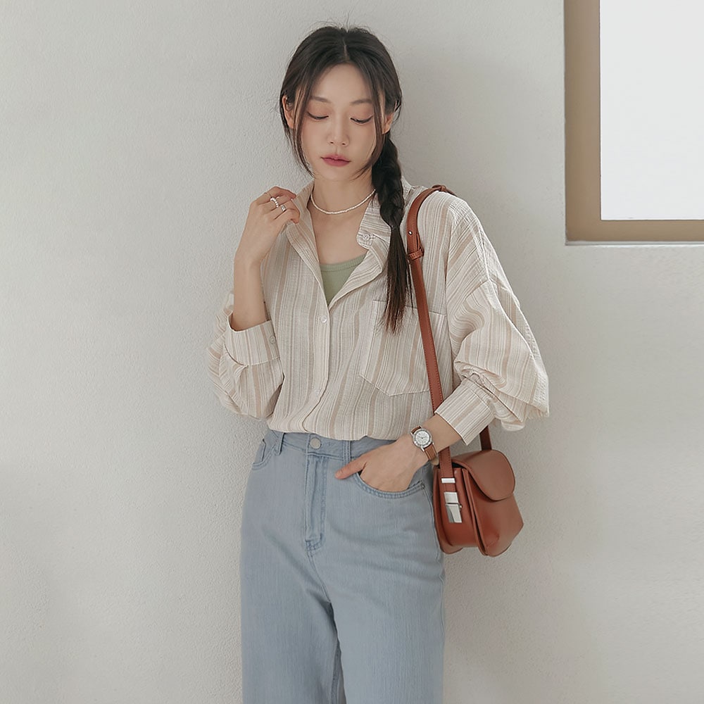 ベリッド・バクシーミックスストライプシャツ 5,227円