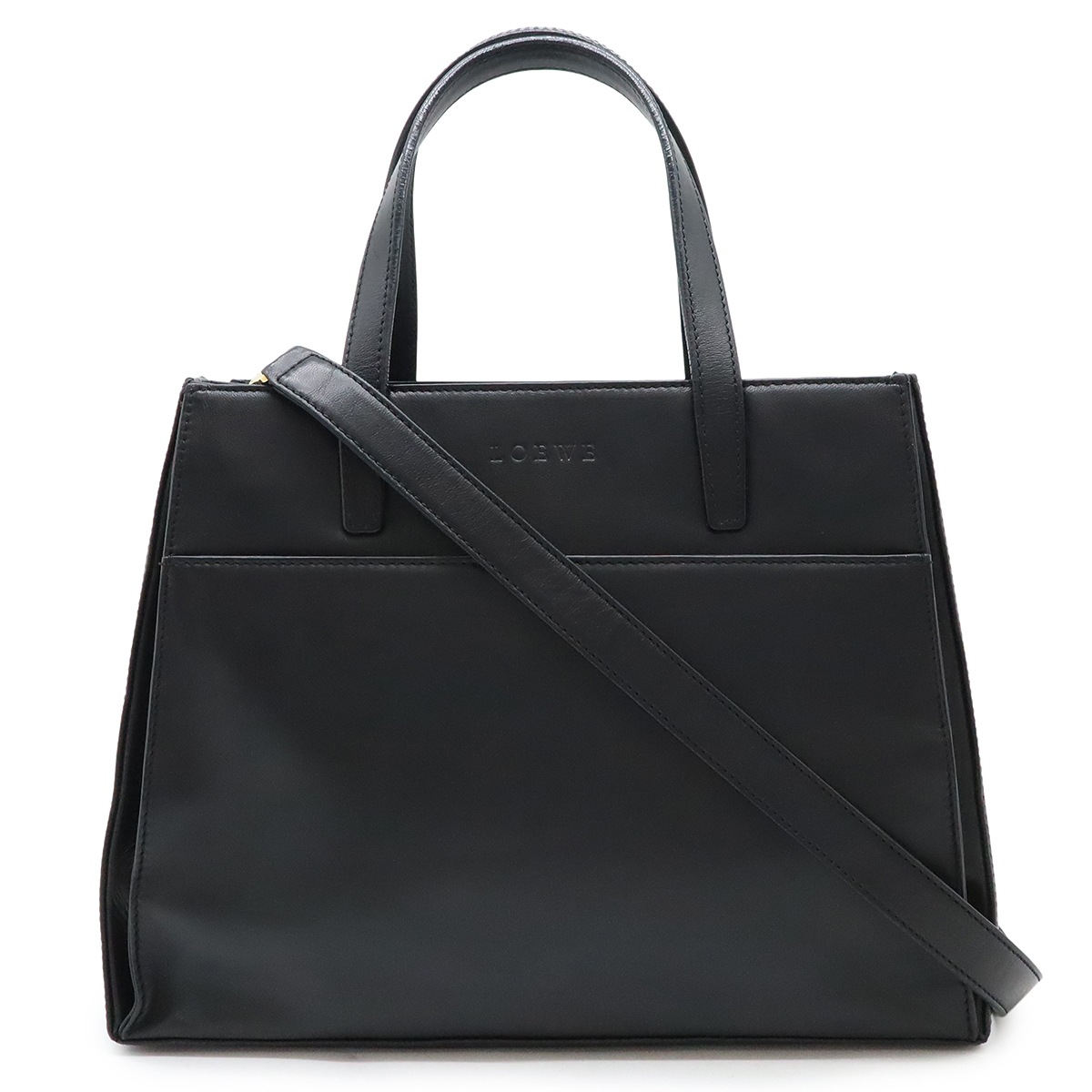 ロゴ ハンドバッグ 2WAY ショルダーバッグ 肩掛け レザー ブラック 黒 ゴールド金 32,370円