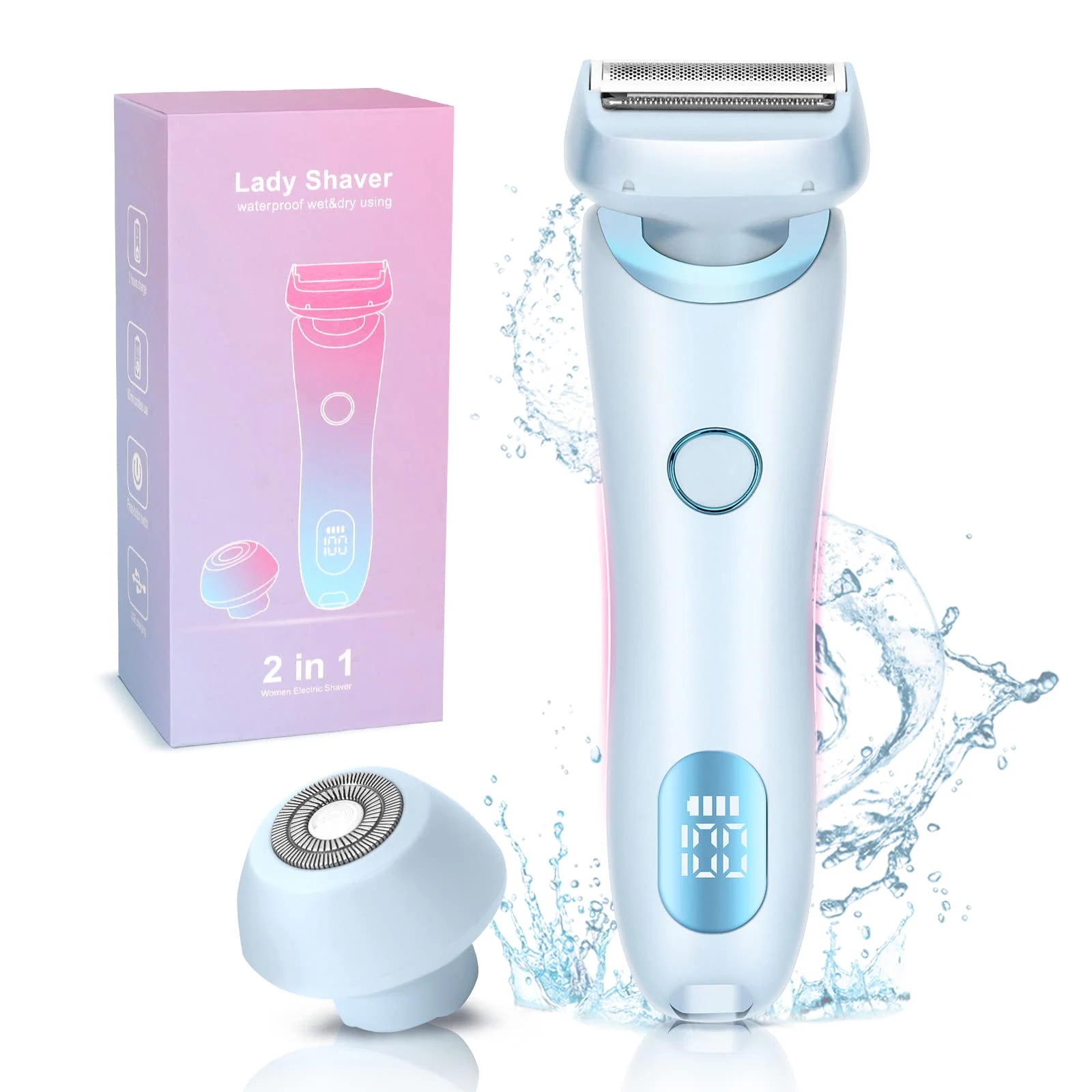 脱毛器 2 in 1電気かみそり ビキニ 顔 ヘッドバンド 脚 女性 ボディトリマー 防水ipx7 自動照射 全身適用 冷感脱毛器
