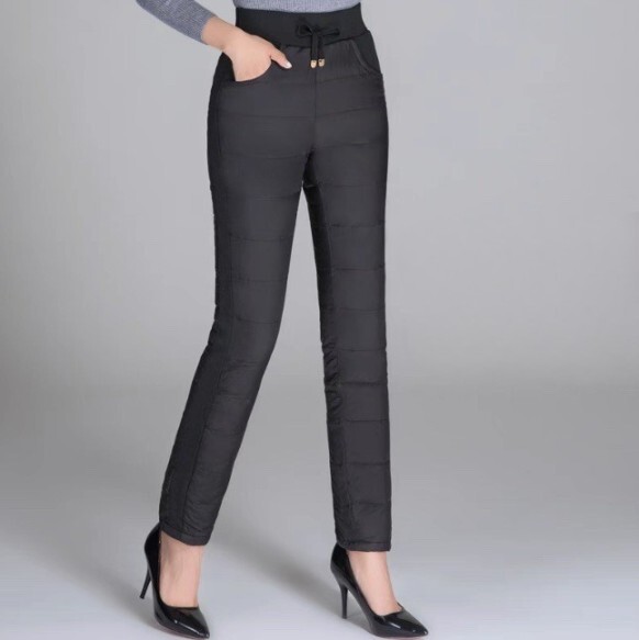 レディース パンツ ボトムス テーパードパンツ ロングパンツ フルレングス ストリート ハイウエスト ドロスト 伸縮性 中綿 おしゃれ かっこいい レトロ こなれ感 ラフ クール エレガント モダン