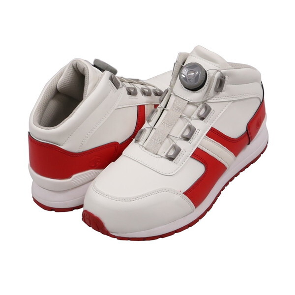 コーコス ZG-04 ダイヤル式 セーフティーミドルスニーカー ホワイト/レッド 24.5