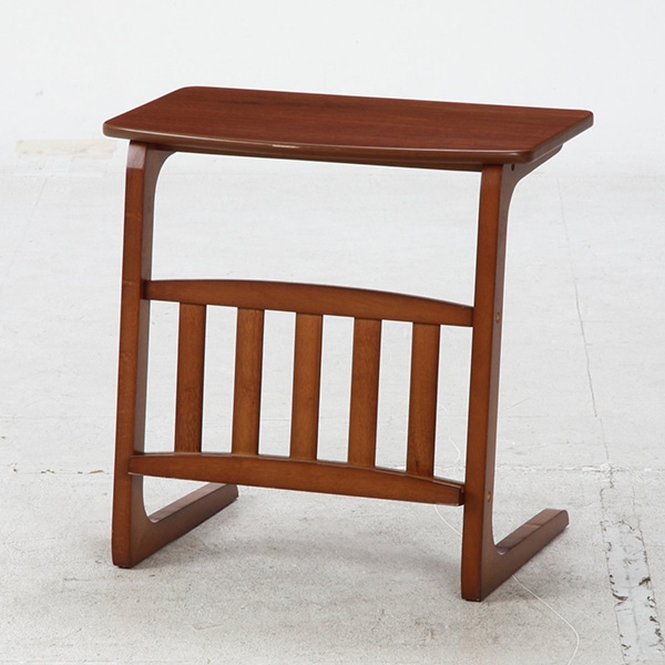 不二貿易 96553 サイドテーブル ノルン マガジンラック付き ミディアムブラウン メーカー直送