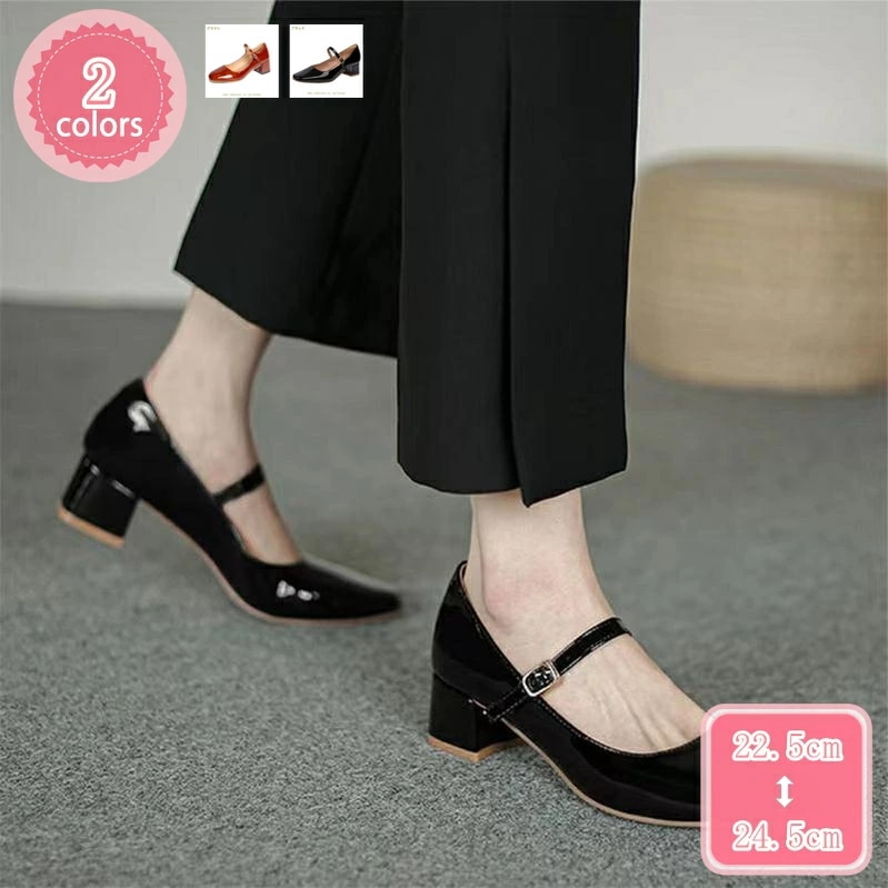 1000円OFFクーポン パンプス アンクルストラップパンプス ローヒール5cm ブラック黒 キャメル スクエアトゥ 歩きやすい 痛くない 履きやすい 幅広 レディース靴 エナメル調 靴 レディース