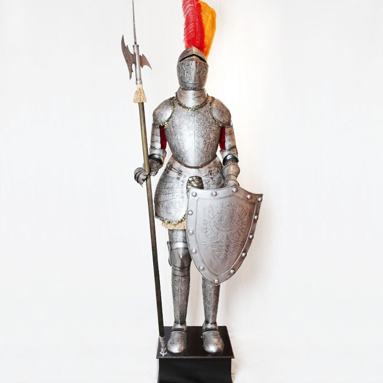 人気インテリアヨーロッパ中世風甲冑鎧ハンドメイド等身大騎士像オフィスリビングインテリアオブジェ迫力覇気満点映画写真撮影置物高2M