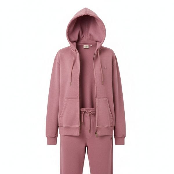 Dyed Label Hooded Zip-Up Pigment Pink