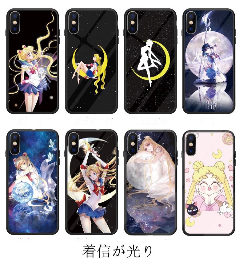 セーラームーン 美少女戦士 スマホケース 光る 強化ガラス Iphonex Xs Xr Xs Max 6 6s 6