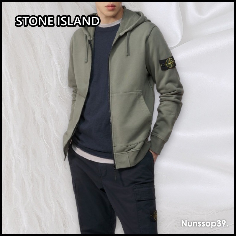 STONE ISLAND コットンワッペン ジップアップパーカー