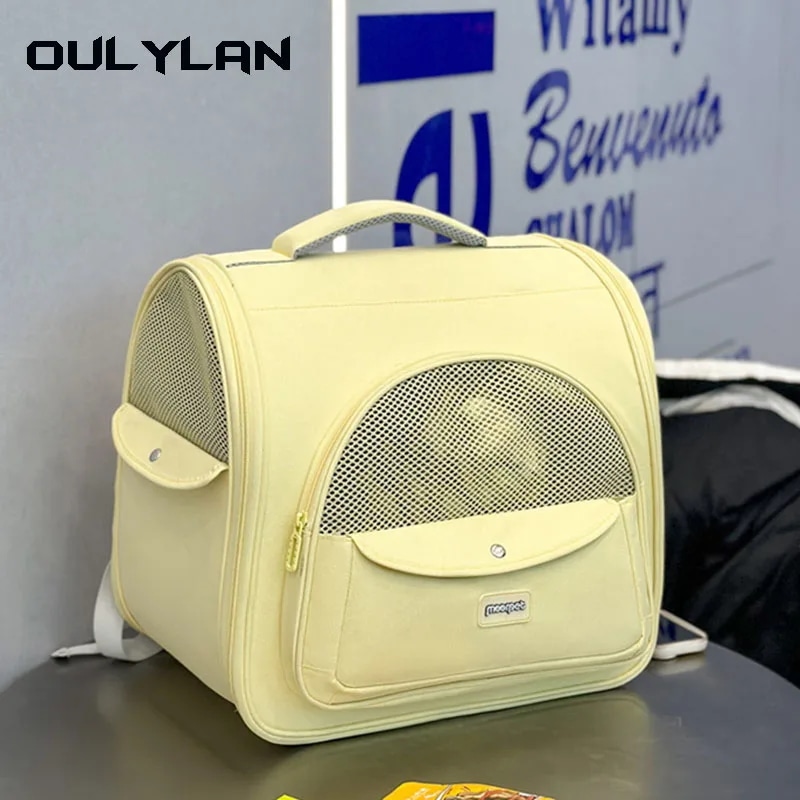Oulylan-ペット用の猫用バックパック,折りたたみ式で換気されたデザインのポータブル屋外キャリア,犬のバックパック,バッグ,ペット用品