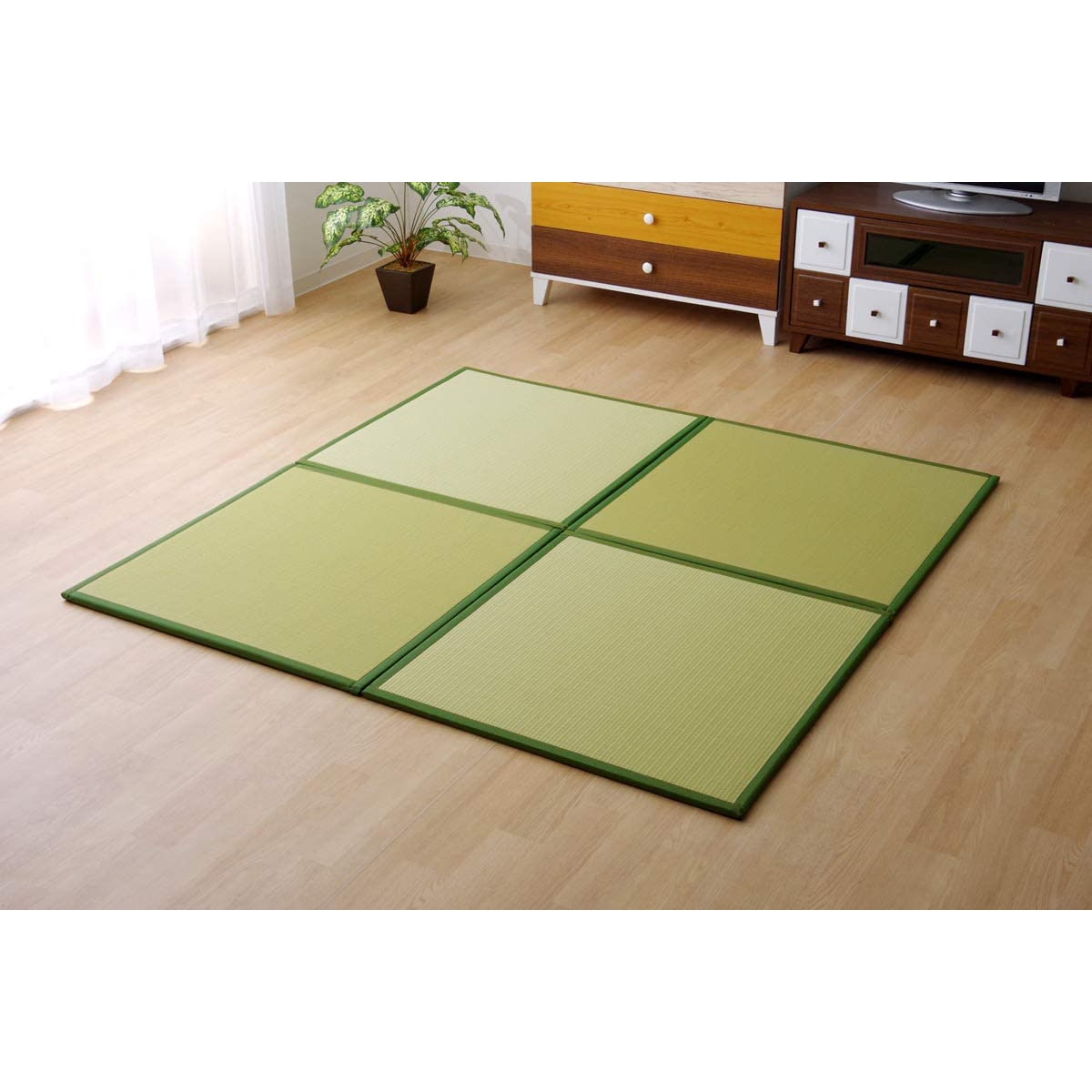 【I】【代引不可】い草ラグ 置き畳 ユニット畳 PP 軽量タイプ スカッシュ グリーン 約82×82×1.7cm 9枚1セット【北海道・沖縄・離島不可】【代引不可/沖縄・