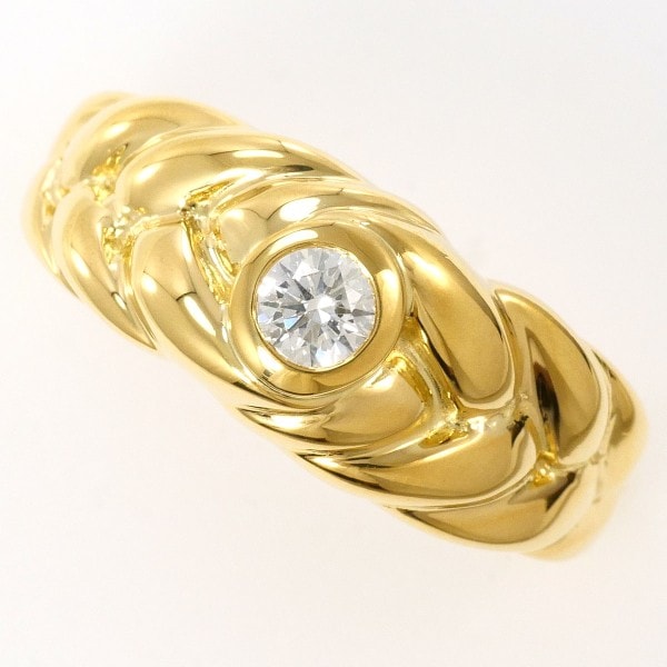 18K YG リング 指輪 14.5号 ダイヤ 0.17 カード鑑別書 ジュエリー 中古