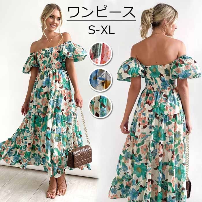 ワンピース レディース 夏ワンピ リゾート ミモレ丈 2way 花柄 体型カバー ゆったり 大きめ きれいめ 日常 大人 カジュアル 春夏 dn057m3m3m6