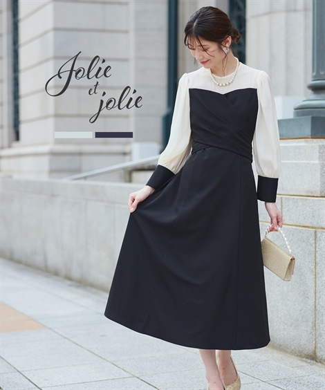 ドレス 結婚式・パーティードレス カシュクールウエストバックリボンワンピースドレス 大きいサイズ