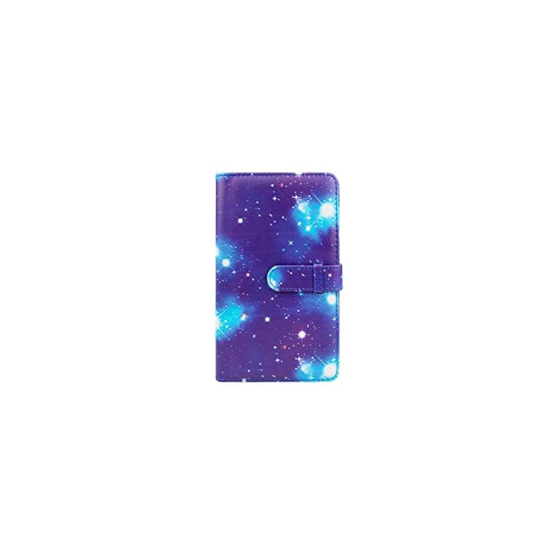 HIYQIN アルバムチェキ，Fujifilm instax mini EVO/12/11/9/8/8+チェキ適用 3寸写真96枚収納 大容量アルバム 名刺キャッシュカードも収納可能 PUレザー(星