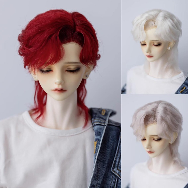 BJD 1/3 1/4 ドールウィッグ モヘア ウルフヘア サイドパート SD/小顔SD/MSDサイズ球体関節人形用