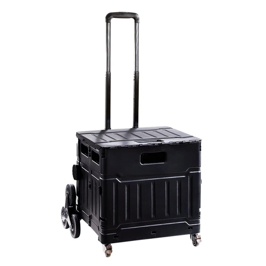 折りたたみ式コンテナキャリー 75L折りたたみ実用トロリー8輪圧延階段登山車多機能クレートショッピングカート (Color : Black Size : 75L) 7,999円
