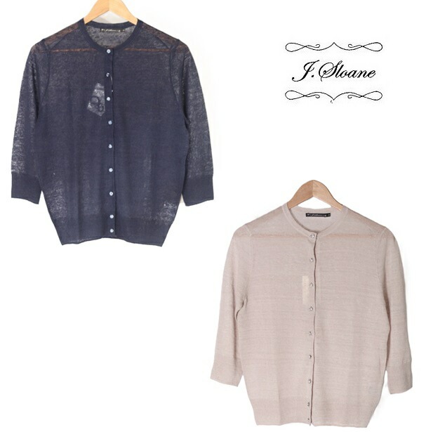 J.Sloane ジェイスローアン カーディガン 7分丈 麻 長袖 薄手 24SS Mサイズ 日本製 リバティボタン