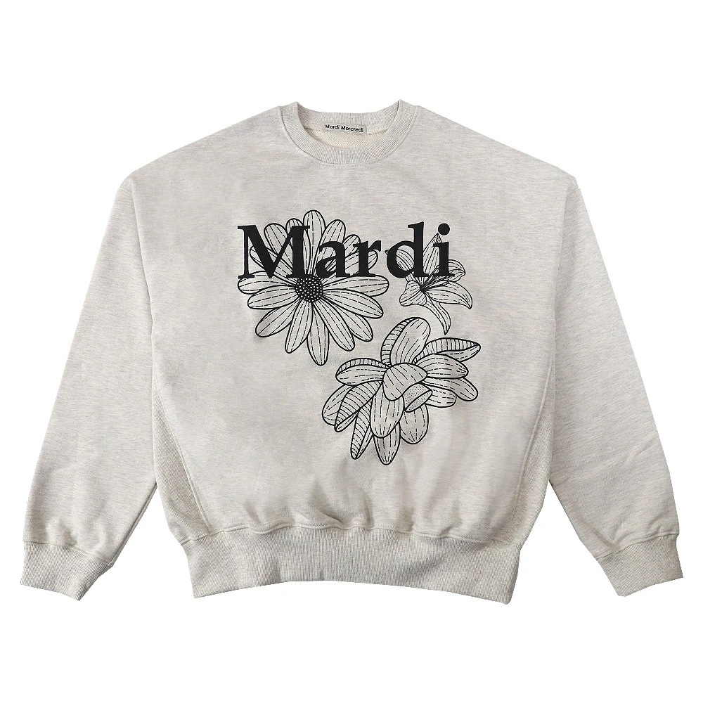 SWEATSHIRT TRIPLE FLOWER OATMEAL BLACK 長袖 レディース 韓国 ファッション アパレル