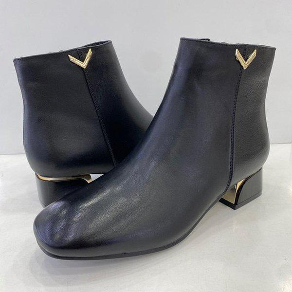 女性V飾りファーアンクルブーツ PFDWSB875BK HSIY2A GN